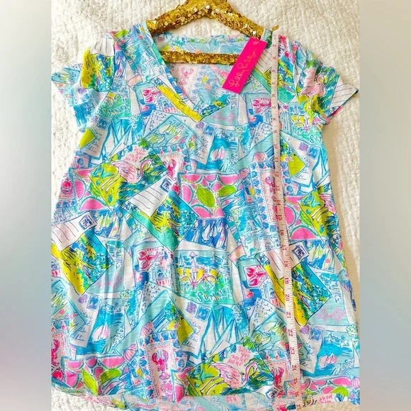 NWT Lilly Pulitzer WISH YOU WERE HERE Etta Tee Shirt - Picture 11 of 11